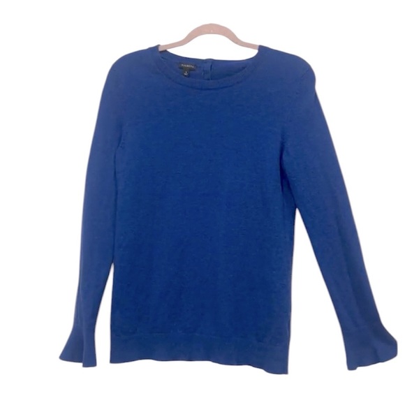 Talbots bright blue nylon and lamb wool mix bell cuff sweater size M - Picture 1 of 7